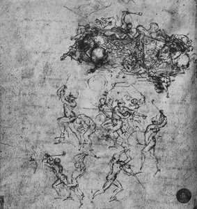 騎手と歩兵の戦い、c1480 1945 作： Leonardo da Vinci