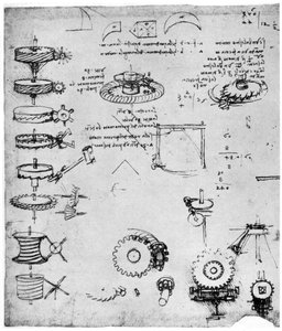 歯車の詳細、1954年後半または16世紀初頭。 作： Leonardo da Vinci