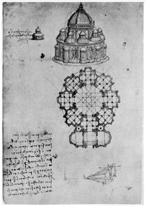 中央教会のデザイン、c1488 1954。 作： Leonardo da Vinci