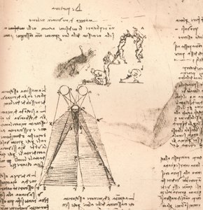 光と陰の理論と図のスケッチを示す図、c1472-c1519 1883 作： Leonardo da Vinci