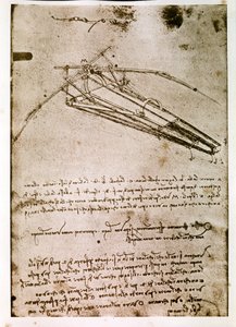空飛ぶ機械」の原理と構造を記したダ・ヴィンチ手稿からの抜粋（原稿） 作： レオナルド・ダ・ヴィンチ