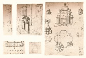5つの建築図面、c1472-c1519 1883 作： Leonardo da Vinci