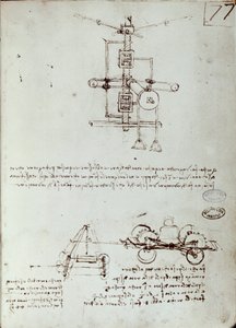 空飛ぶ機械の絵。レオナルド・デ・ヴィンチの手稿（レオナルド・ダ・ヴィンチ 作： Leonardo da Vinci