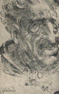グロテスクな男の頭が4分の3を右にした、c1480 1945 作： Leonardo da Vinci