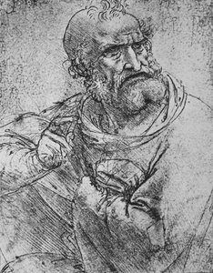 右手を上げた使徒の半身、c1480 1945 作： Leonardo da Vinci