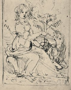 ユニコーンの乙女、c1478-1480 1945 作： Leonardo da Vinci