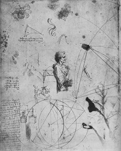 老人のプロフィール、植物、幾何学図形など、c1480 1945 作： Leonardo da Vinci