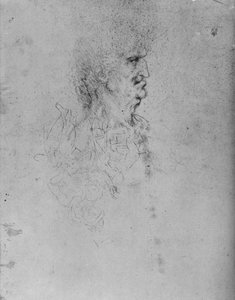 老人の右の横顔、c1480 1945 作： Leonardo da Vinci