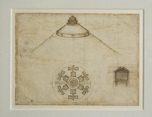 中央プラン墓のためのプロジェクト;立面図... 作： レオナルド・ダ・ヴィンチ