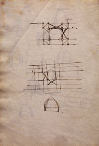 大聖堂の灯籠の習作、コーデックス・トリヴルツィアヌスより 作： Leonardo da Vinci