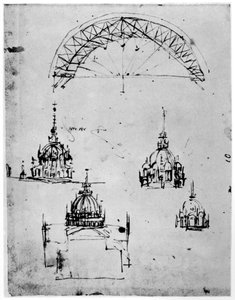 1554世紀後半のミラノ大聖堂の中央キューポラの研究。 作： Leonardo da Vinci