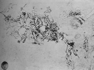 騎手戦闘と足兵の研究、c1480 1945 作： Leonardo da Vinci