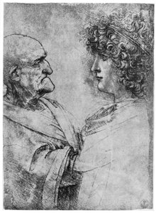 頭の研究、c1500 1954 作： Leonardo da Vinci
