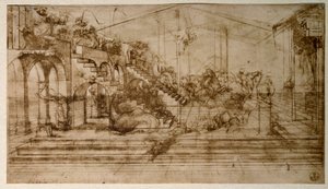 マギの崇拝のための習作（鉛筆画 作： Leonardo da Vinci
