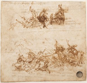 アンギアリの戦いの研究、およそ1503-1504年。 作： Leonardo da Vinci