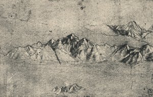 山脈の研究、c1480 1945 作： Leonardo da Vinci
