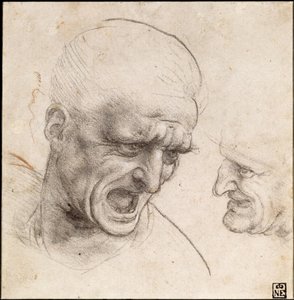 アンギアリの戦いに向かう2人の戦士の研究、1504-05年 作： Leonardo da Vinci
