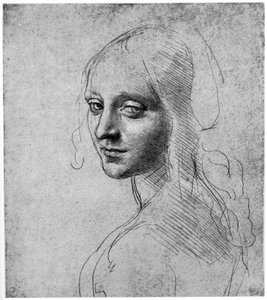 女の子の頭の研究、c1483 1954 作： Leonardo da Vinci
