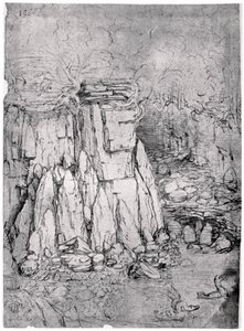 アヒルと岩の洞窟の研究、1482-1485 1954 作： Leonardo da Vinci