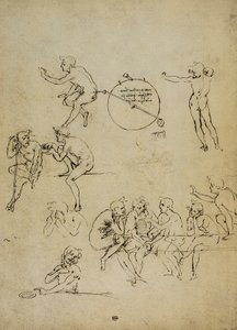 さまざまな位置にある人物の研究;レオナルド・ダ・ヴィンチの絵。ルーブル美術館、パリ 作： Leonardo da Vinci
