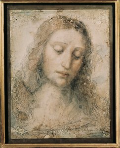 「救世主キリストの頭」レオナルド・ダ・ヴィンチの生徒の絵 作： Leonardo da Vinci