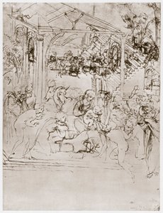 王家の礼拝、c1480 作： Leonardo da Vinci