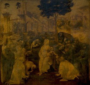 賢者の礼拝c。 1480 作： Leonardo da Vinci