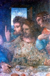 最後の晩餐の詳細、1495-1498 作： Leonardo da Vinci