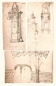 3つの建築図面、c1472-c1519 1883 作： Leonardo da Vinci