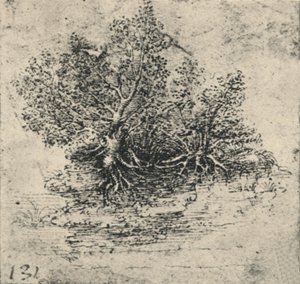 川のほとりの2本の木、c1480 1945 作： Leonardo da Vinci