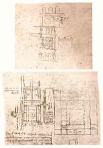 2つの建築図面、c1472-c1519 1883 作： Leonardo da Vinci