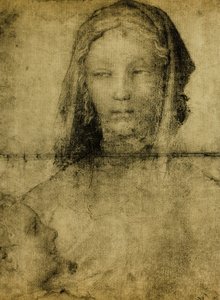 処女のための研究;レオナルド学校からの描画。ルーブル美術館、パリ 作： Leonardo da school of Vinci