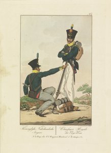 2 人のハンター、1814 年～1818 年 Koninglyke Nederlandsche Jagers / Chasseurs Royale des Pays-Bas (オブジェクトのタイトル) 1814年から1818年までの7つの統一表現（シリーズタイトル） 作： Leonardus Schweickhardt