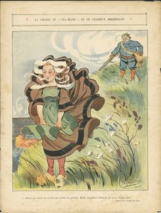 Le Rire の Leonce Burret (1865-1915) のイラスト、2010 年 3 月 9 日 - 白いカルブランクとダミー ハンターの狩り - 田舎、レジャー、自然植生、狩猟ハンター、海洋海洋バルネール - 農民、農民 作： Leonce Burret