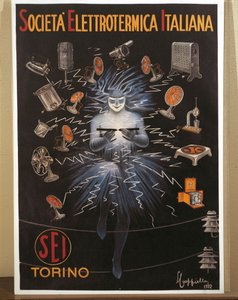 Leonetto Cappielloによるカラーリトグラフ、SEI, Electroheat Italian Companyの広告ポスター 作： Leonetto Cappiello