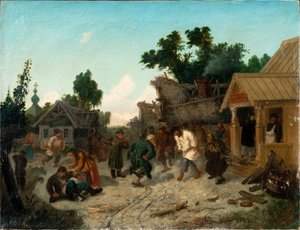 居酒屋で、1886 作： Leonid Ivanovich Solomatkin