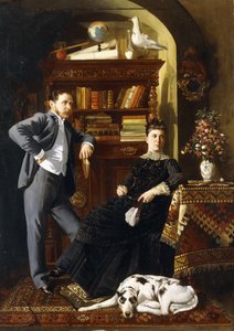 犬と一緒にインテリアのカップル 作： Leopold Bara
