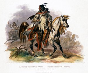 馬に乗ったブラックフット インディアン、1843 年 作： Leopold Beyer