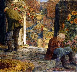 メルクの貧しい家 (船上に油彩、テンペラ、鉛筆) 作： Leopold Blauensteiner