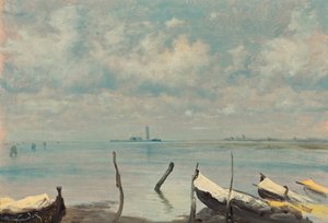 メストレからのヴェネツィアの眺め (ラグーンの風景) 作： Leopold Carl Muller