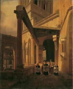 Spalato のダイアナ神殿の列柱の眺め 作： Leopold Ernst