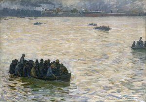 エルベ川に戻った造船所労働者、1894 作： Leopold Karl Walter von Kalckreuth