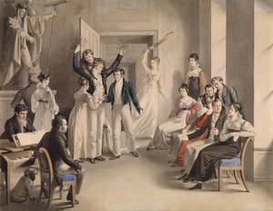 フランツ・シューベルト1797-1828。 1821年、アッツェンブルグでのシューベルト人のパーティーゲーム 作： Leopold Kupelwieser