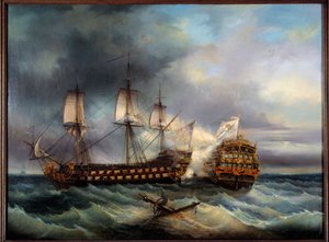 イギリスとフランスの絵画間の海戦 Leopold Le Guen (1828-1895) 19世紀 ブレスト、美術館 作： Leopold Le Guen