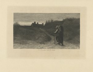 砂丘の風景の中のハイカー 作： Leopold Lowenstam