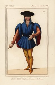 アルクールのジャン8世、フランスの騎士、オマール伯爵、モルタン伯爵 作： Leopold Massard