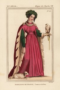 フランス国王シャルル7世の娘、フォワ伯爵夫人マドレーヌ・ド・フランス 作： Leopold Massard
