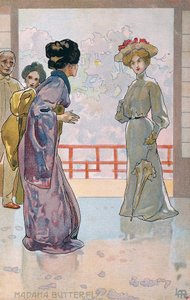 ブレシアでの「蝶々夫人」の初演のために作成されたポストカード 作： Leopoldo Metlicovitz