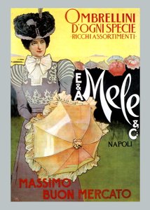 メレの豊富な傘の品揃え 作： Leopoldo Metlicovitz