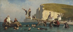エトルタの水浴、c。 1858年。 作： Lepoittevin